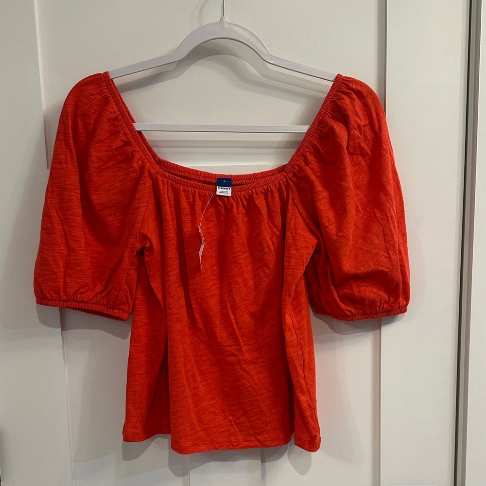 Old Navy Bright Red Puff Sleeve Blouse